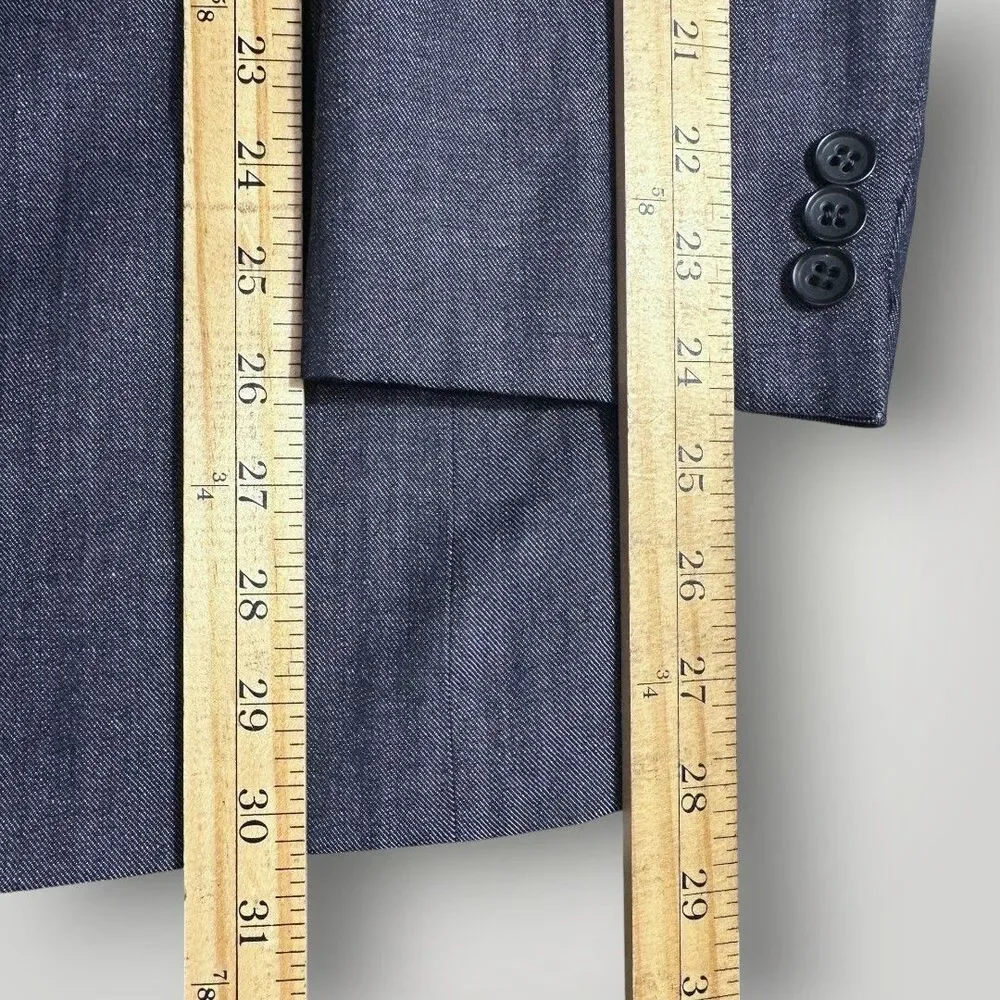 BANANA REPUBLIC Tailored fit Mens Blazer 44R Sport Coat Jacket WOOL/LINEN Navy